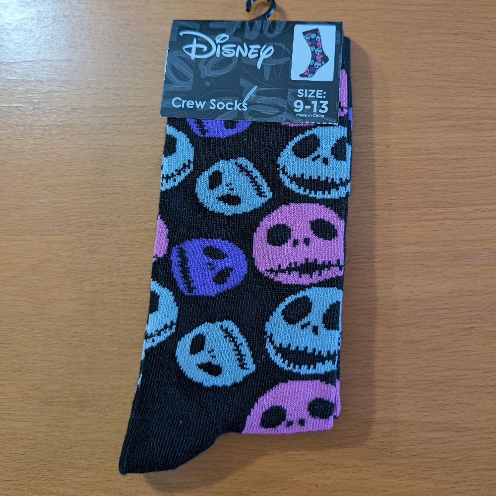 Jack Skellington Nightmare Christmas Crew Pink Disney Socks Size 9-13